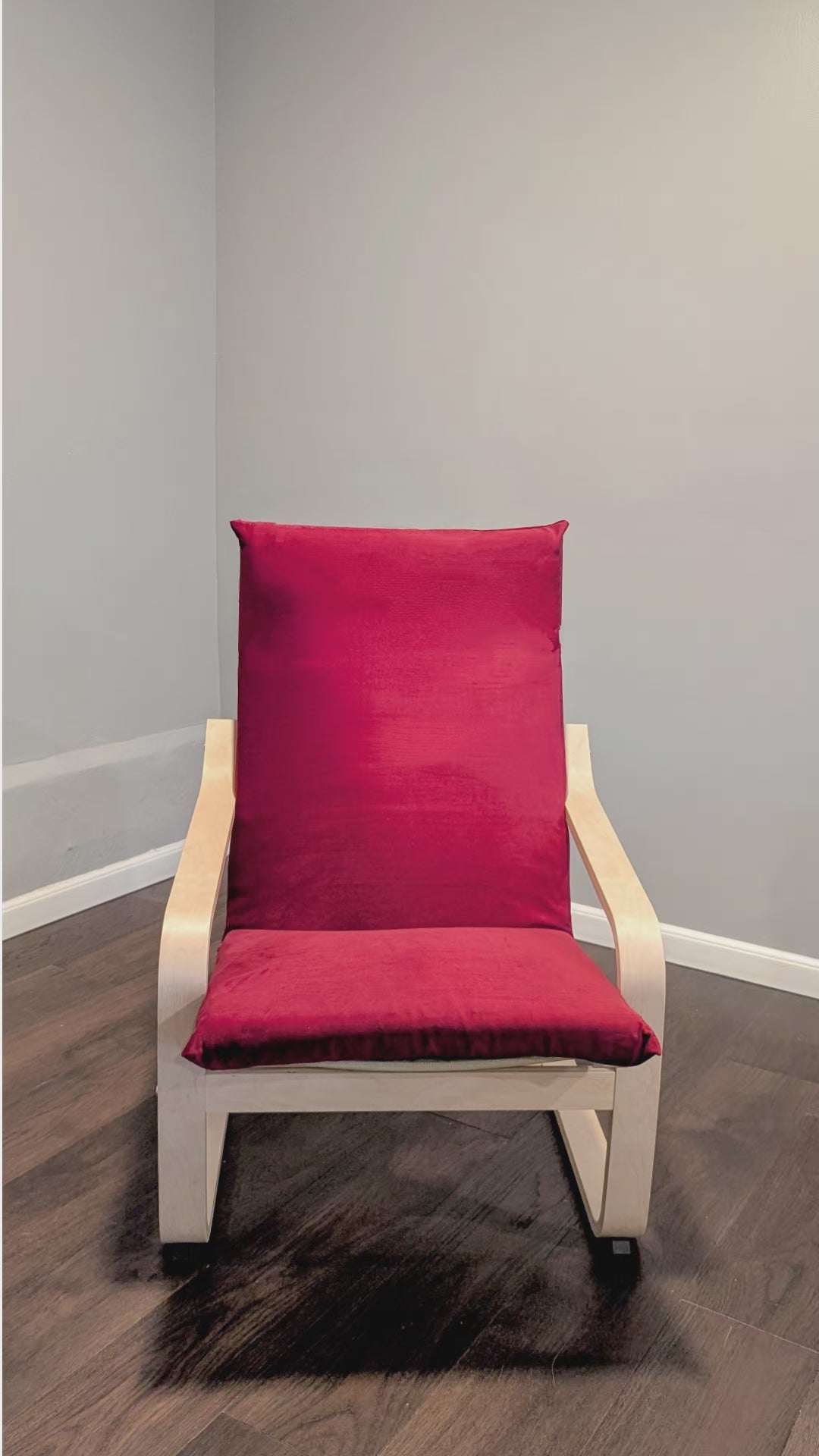 Velvet Burgundy Red Chair and Ottoman Covers, Compatible with IKEA Poang